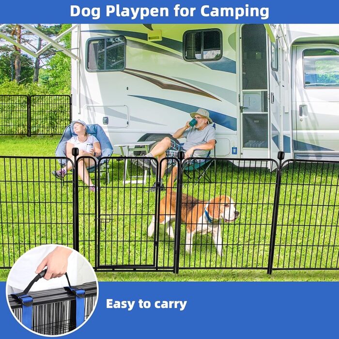 Захисний забір для саду ADAVIN з воротами, 61 см (В) × 3 м (Д), 4 панелі, чорний, міцний, металевий, для собак, кемпінгу, внутрішнього та зовнішнього використання, обмеження території