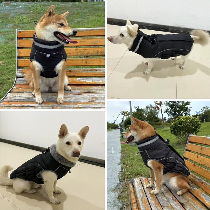 Водонепроникний теплий зимовий одяг для собак - куртка-жилет для цуценят та малих собак, червоний, розмір M (чорний, XL)