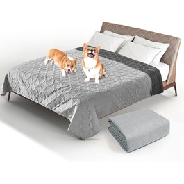 Водостійкий коврик для собак Pick for Life, 157x208 см, миючий, для великих і маленьких собак, захист ліжка, дивана, авто, двосторонній, сірий