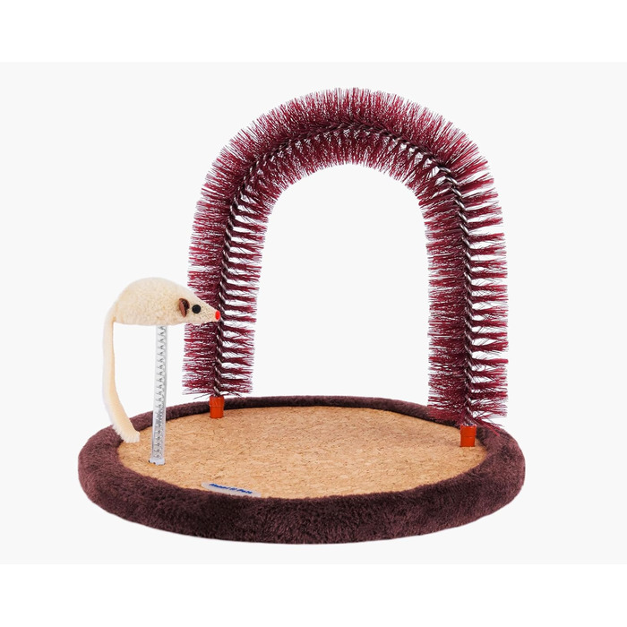 Котячий краш-пост Happi N Pets з масажером, щіткою та іграшкою-мишкою. Ідеально для догляду та розваг котів.