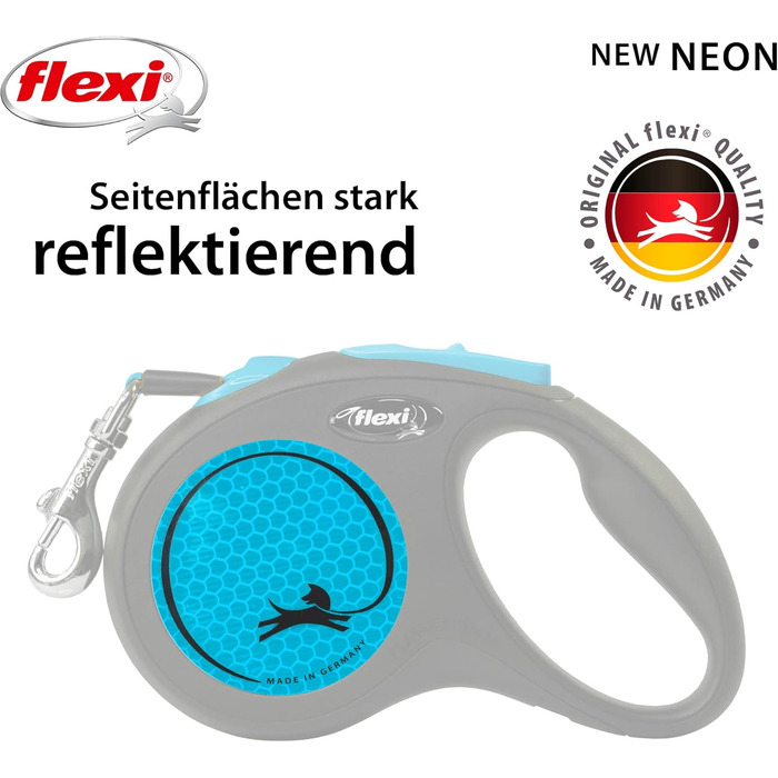 Повідок-рулетка Flexi New Neon S, чорний/неоново-синій, 5 м для собак