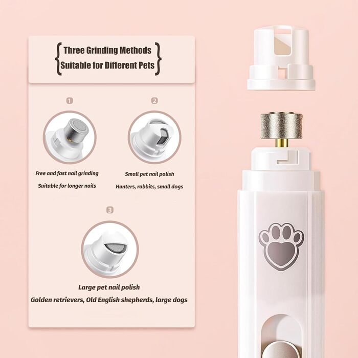 Електричний точило для кігтів собак KrallenSchleifer Pro Set - безболісне точило для собак великих, середніх та малих порід (білий)