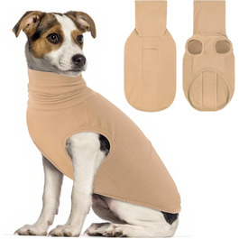 Теплий зимовий пуловер для собак великих порід, пухнастий флісовий светр з високим коміром, Khaki, розмір M