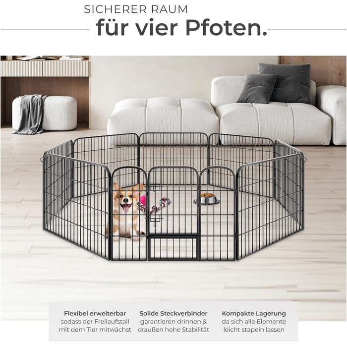 Тектейк вольєр для цуценят, 60 см, 8 грат, чорний - 402502