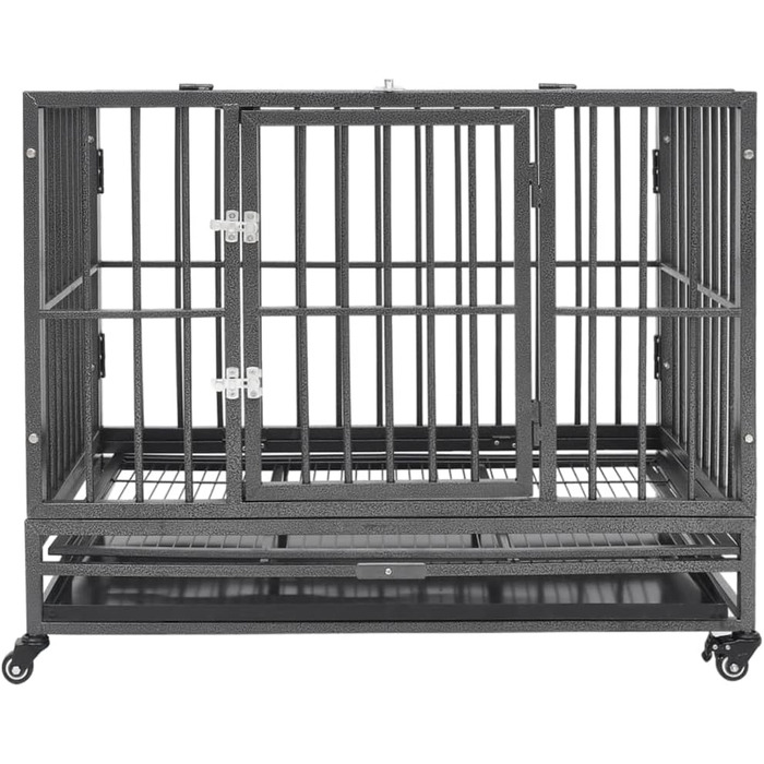 Клітка для собак з колесами vidaXL, сталева, 102x72x85 см, транспортна переноска
