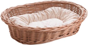 Вільховий Світ - ліжко для собак і котів з плетеного вілля, ліжко для домашніх тварин - натуральне, тепле, дихаюче та стильне - різні розміри (85x60x18 см, світло-кремове подушка)