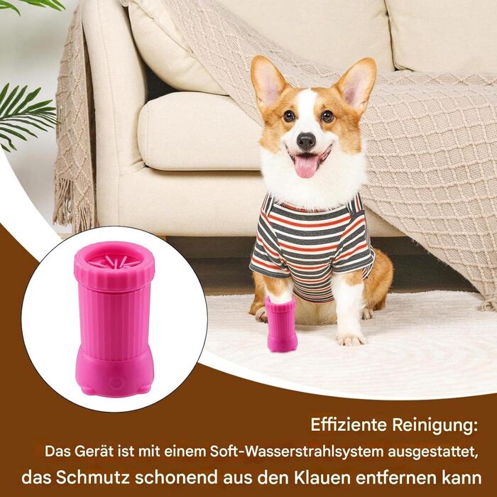 Автоматична мийка лап для собак Tanxier PAW, електрична, USB, рожева