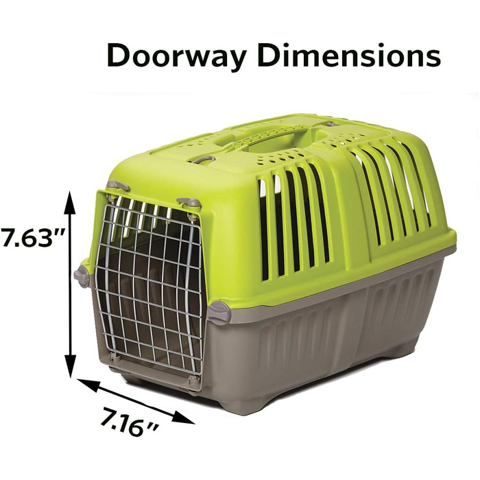 Жорсткий переноска для собак і котів MidWest Homes for Pets, зелена, для дрібних порід, 20,7×13,2×14 см