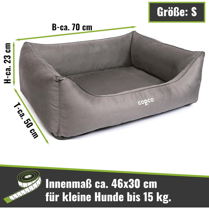 CopcoPet Лежанка для собак великих порід, XXL, антиковзка, знімний чохол, штучна шкіра, ортопедична, 110 x 90 см, коричнева