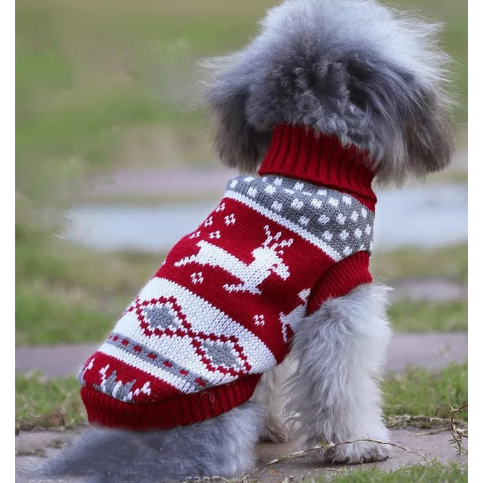 Теплий в'язаний пуловер для собак та котів, стильний каре, рожевий олень, XXL
