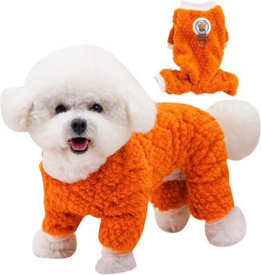 Теплий флісовий халат для собак, зимовий піжамний костюм для цуценят (Помаранчевий, L)