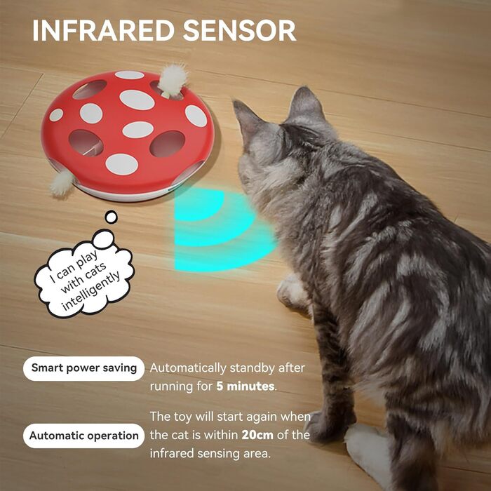 Інтерактивна іграшка для котів Namsan з інфрачервоним сенсором, USB-C зарядка, тиха, електрична - зелений (червоний)