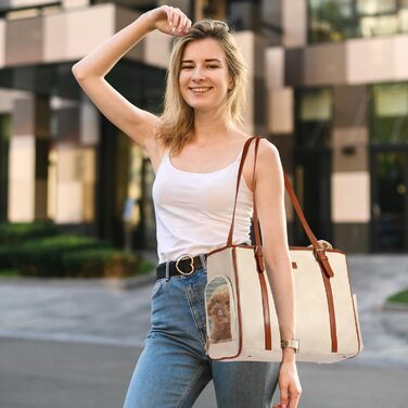 Сумка-переноска для собак Lasaviin: стильна, з натуральної шкіри, для маленьких собак, котів, цуценят, дозволена авіаперевезеннями