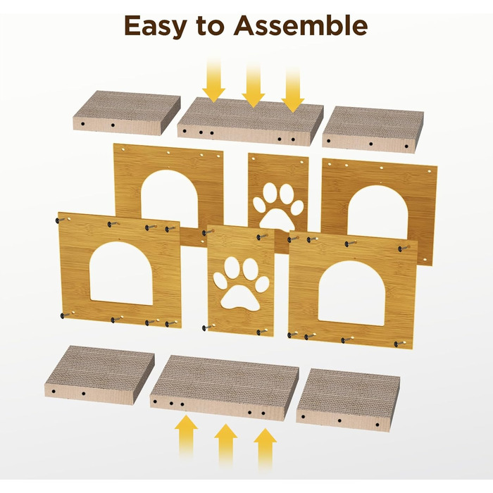 Кігтеточка Gimars для котів 100x30x30 см з м'ячем, тунелем та картонною поверхнею. Великий дім-будка XXL для котів, захист меблів.