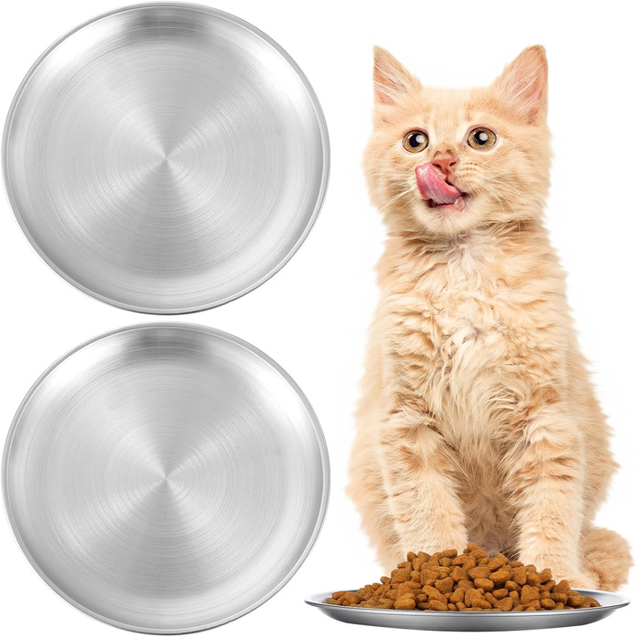 Миска для котів YUXIANLB, нержавіюча сталь, широка, 2 шт.