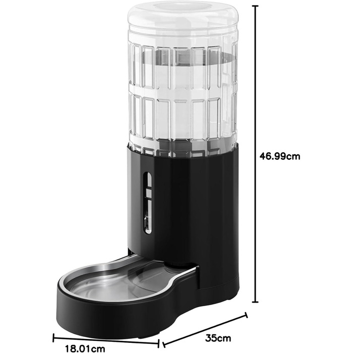 Автоматичний диспенсер для води для собак та котів CZPET з нержавіючою чашею, гравітаційна подача, 100% BPA-free, велика ємність та зона пиття, безшумний для тварин, чорний, 9 літрів