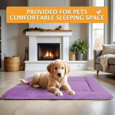 Килимок для собак, м'який та теплий, килимок-подушка для собак, миється, затишний, двосторонній, подушка для домашніх тварин, PS085 (90x70 см, фіолетовий)
