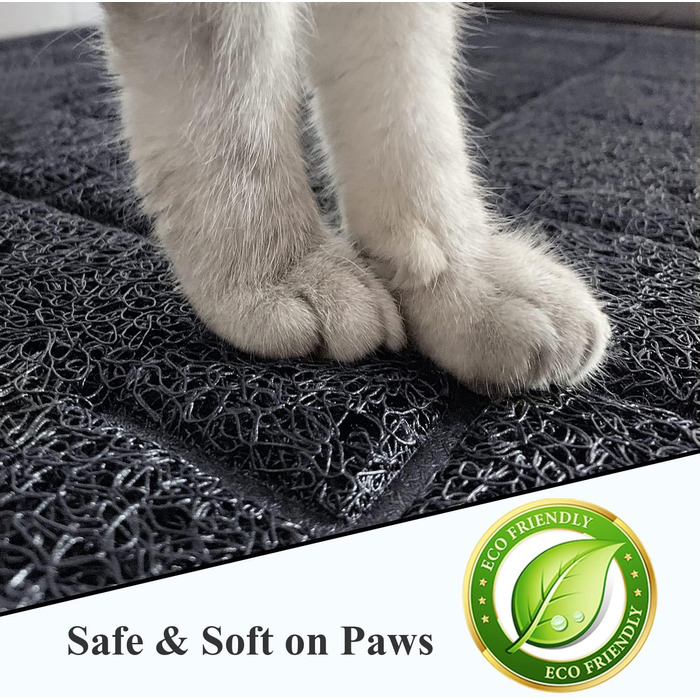 Килимок для котячого туалету VIVAGLORY, сірий, 90х60 см. Килимок для котячого лотка, миючий, підкладка, ловильник наповнювача.