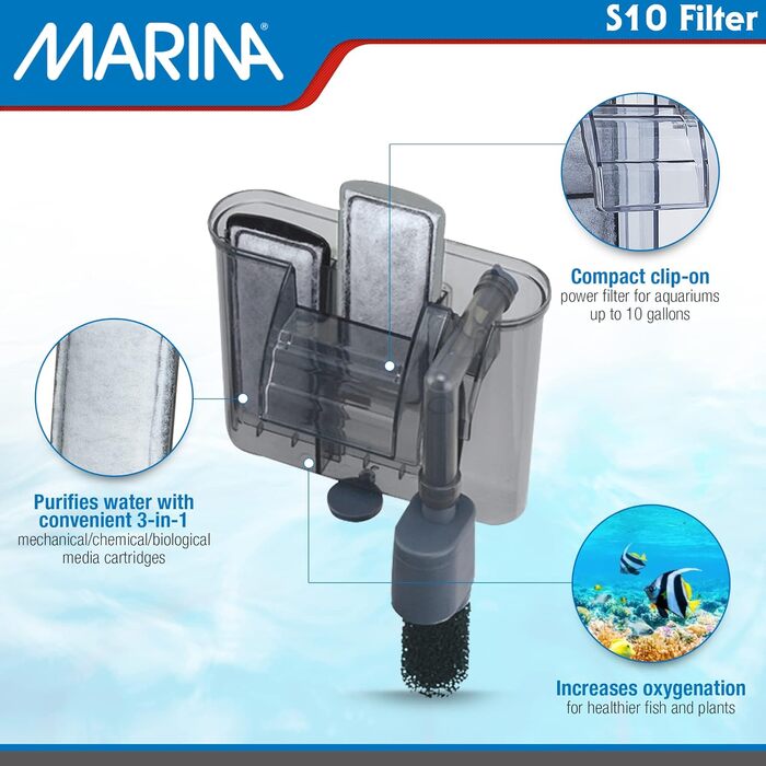 Внутрішній акваріумний фільтр Marina Slim S10 Power Filter для акваріумів до 38 л
