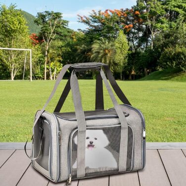 М'яка переноска для котів та собак, переноска-сумка для подорожей | Зручна, дихаюча переноска для тварин, складана переноска для собак та котів (Сіра)