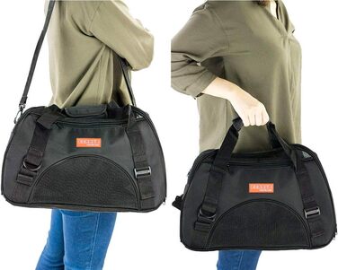 Транспортувальна сумка для тварин: котів, собак, кроликів, хом'яків. Чорна, розмір M (47x27x28 см) та L (44x30x20 см). Підходить для перельотів, вага до 5 кг. З плечовим ременем.