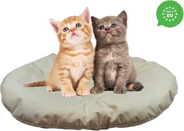 М'який лежак для собак та котів овальної форми, 80 x 58 см, бежевий колір. Лежанка для тварин, килимок, матрац для собак та котів. Можливість прання. Ідеально для переносних кліток та лежанок.