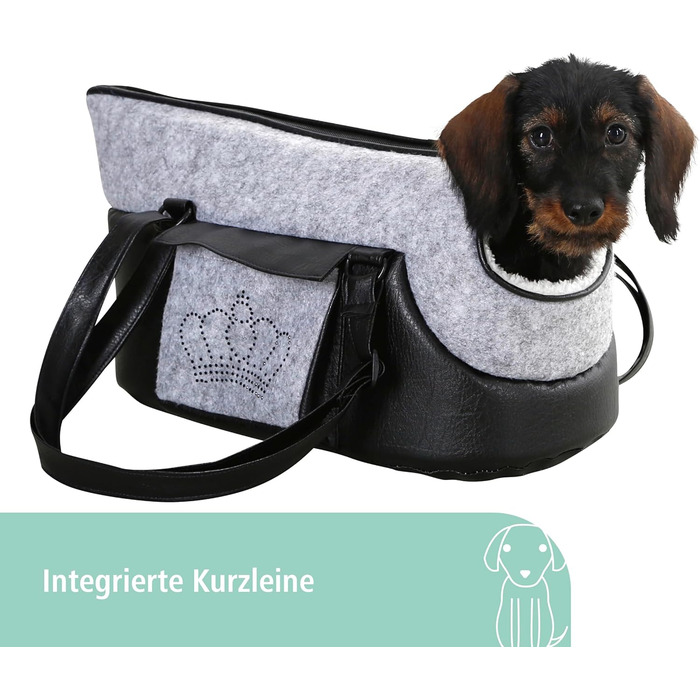 Транспортна сумка для собак та котів Kerbl Chiara, 46x23x25 см, поліестер, чорний/сірий
