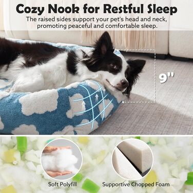 Крізь для собак XL, ортопедичний, знімний чохол на блискавці, антиковзаюча підкладка, м'який, затишний, блакитний. Розмір XL (42x30x8)