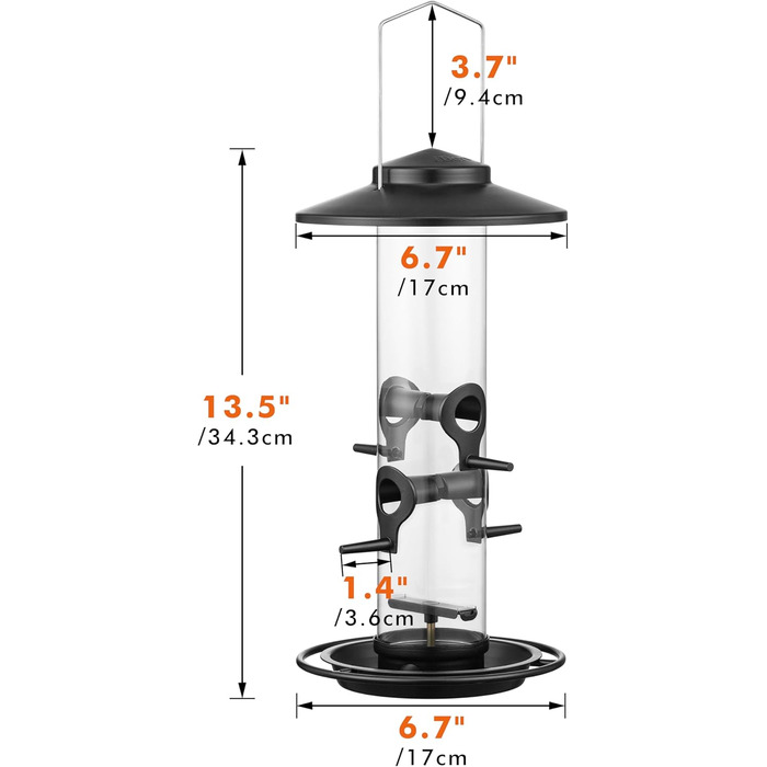 Годівниця для птахів iBorn на відкритий простір – металева годівниця для птахів, 900г місткість, чорна