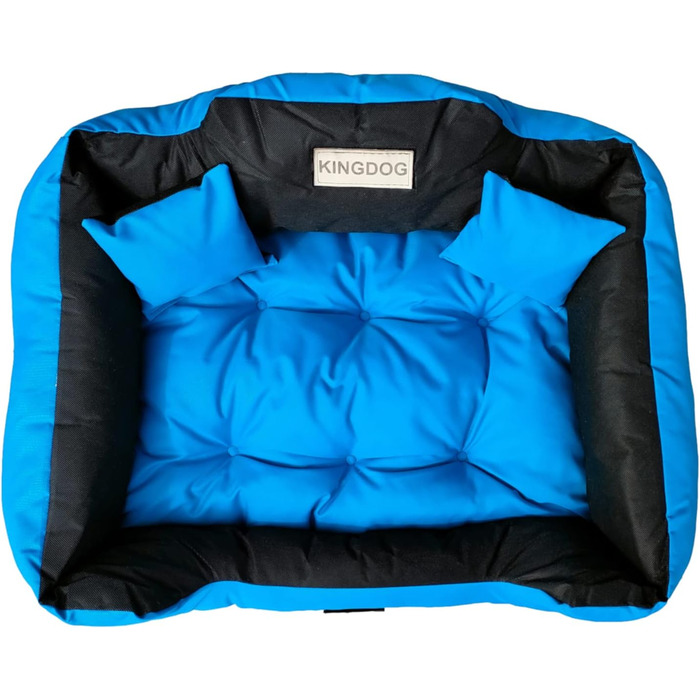 Ліжко для собак та котів KingDog з двома подушками, корзина для собак, ліжко для домашніх тварин, миється, водонепроникний PVC, 100x75 см, блакитне