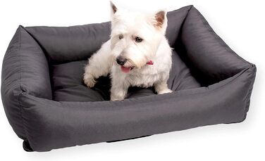 Водонепроникне собаче ліжко 4L Textil Koko для великих собак, сірий кошик, знімний та пральний чохол, 100x80 см, 20 см заввишки