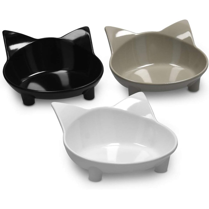Набір мисок для котів Navaris (3 шт.) - антиковзаючі, 210 мл, для води та корму, миється в посудомийній машині