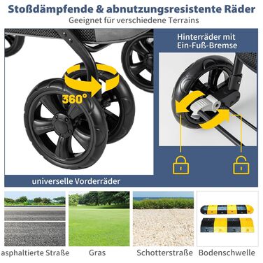 Візок для собак Costway, розкладний, до 40 кг, з подушкою, з сітковими віконцями, верхньою полицею, 2 дверцятами та боковими кишенями, сірий