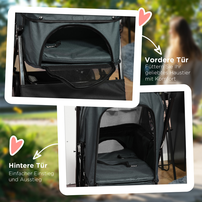 Коляска для маленьких собак і кішок PawHut Dog Buggy для маленьких собак і кішок, коляска для домашніх тварин, Oxford Dark Grey, 76,5 x 52 x 95 см