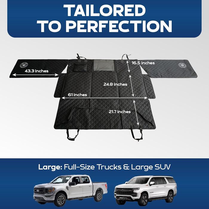 Захист сидіння для собак у вантажівці Ruff Liners: велика жорстка підставка, водовідштовхувальний захист, автомобільний аксесуар для собак