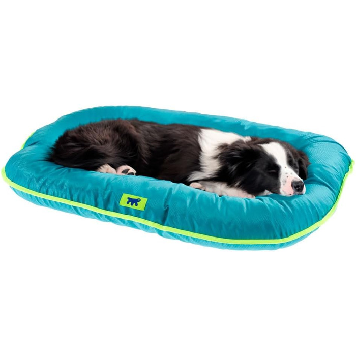 Ортопедичне ліжко для собак великих порід Ferplast: м'яка, водонепроникна лежанка з знімним покриттям, 110 x 70 x 8 см. Сірий, синій колір. Розмір подушки: 60 x 80 x 11 см