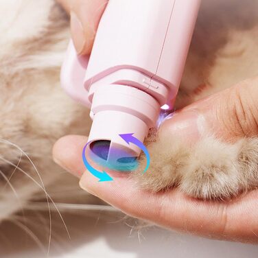 Електричний триммер для нігтів собак і котів з LED-підсвічуванням, шліфувальник для догляду за лапами та цуценятами, рожевий