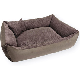 4L Textil Teo: М'яке ліжко для собак, корзина для собак середнього розміру, знімний та пральний чохол (100x80 см, Коричневий)