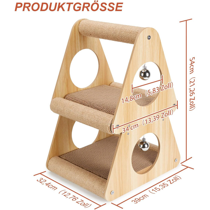 Кігтеточка Ownpets для котів, будиночок, 54 см, багатофункціональна, екологічна, стабільна, ідеальна для відпочинку та заточування кігтів