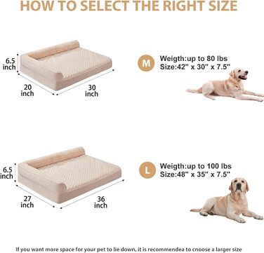 Ортопедичні лежанки для собак великих порід BFPETHOME, водонепроникні, знімний та пральний чохол, великі лежанки для собак з водонепроникним дном та неслизьким покриттям, темно-зелений (48.0'L x 35.0'W x 7.5'Th, бежевий)