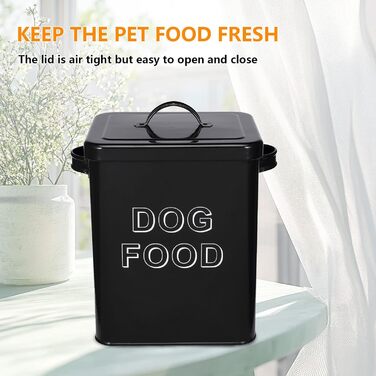 Контейнер для корму для собак, 5л, з кришкою та мірною ложкою, герметичний, білий, для сухого корму, снеків, для дому (441-Dog-Black)