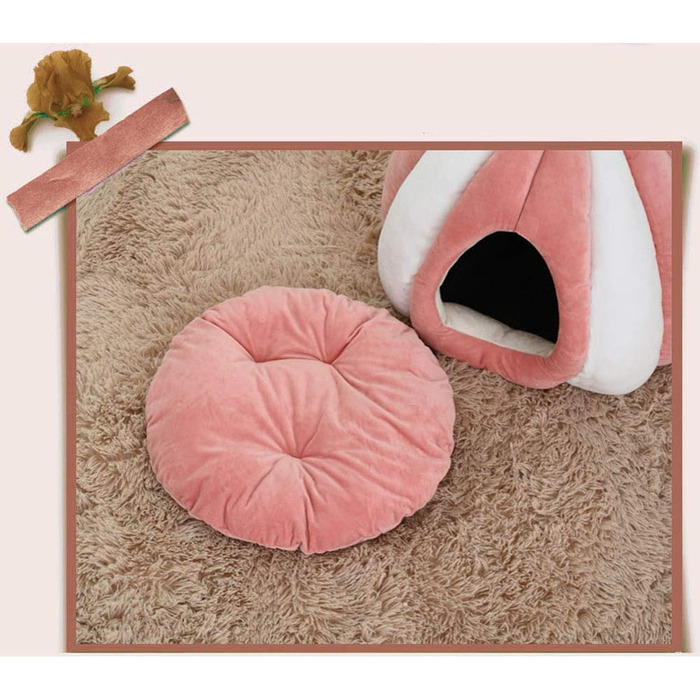 Котів будиночок-лежанка з велюру, рожевий, 50х50 см - теплий та зручний дім для кота або маленької собаки