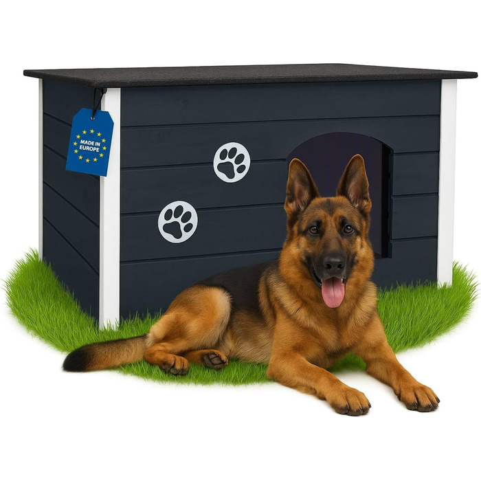 Будка для собак Outentin - XL, сіра, 76x60x60 см - тепла, ізольована, для вулиці