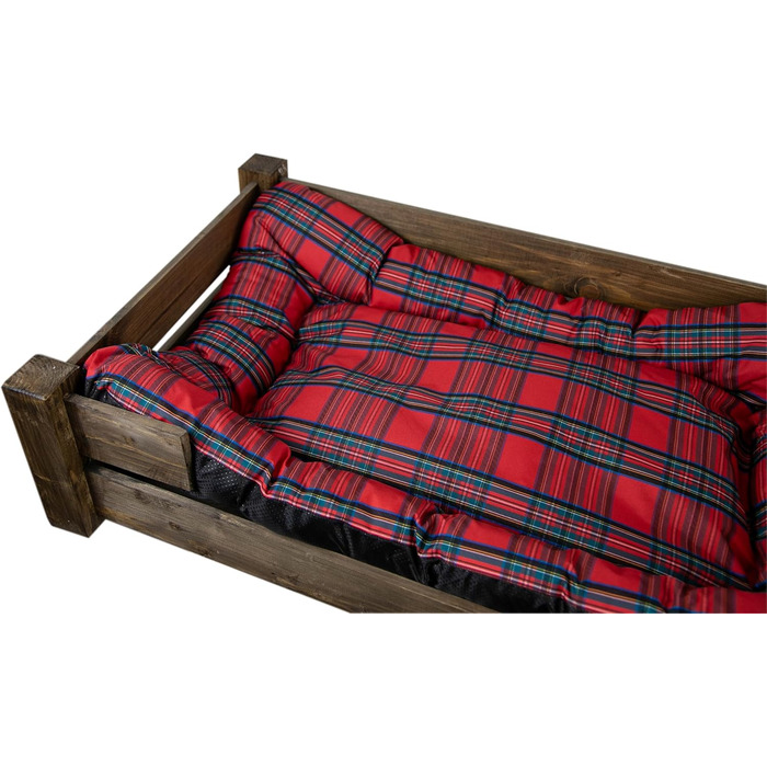 Гіркий корзина для собак Kistenkolli Altes Land Winston XL з дерева та подушкою, 100x60x25 см, вінтажний дизайн, колір палісандр (червоний)