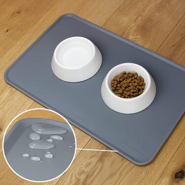 Силіконовий килимок під миску для собак та котів, 60x40 см, нековзний, сірий