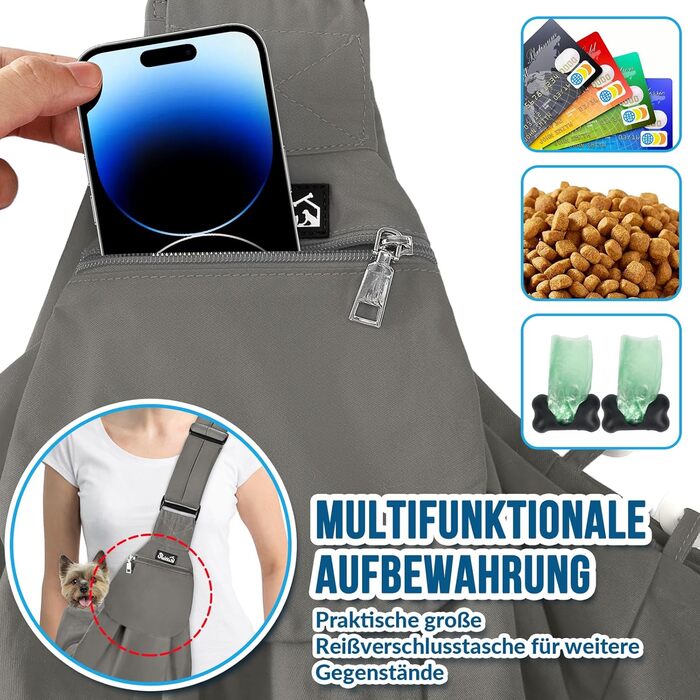 Сумка-переноска для собак SlowTon, сіра, S (для тварин 1,3-3,6 кг)