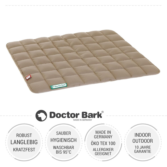 М'яка та якісна лежанка для собак середніх порід Doctor Bark, 80x70 см, Goldbraun (золотисто-коричнева), для дому та вулиці, витримує прання до 95°C