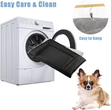 Килимок-ліжко для собак Onarway, середній, миючий, пухнастий, 76 x 54 см, для котів, цуценят, середніх тварин, сірий (76 x 54 x 5 см)