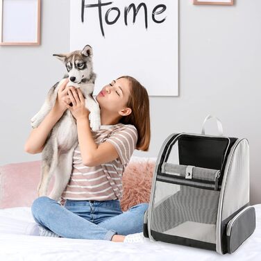 Рюкзак для собак та котів PETCUTE, дихаючий, для маленьких тварин до 7 кг, складний, для подорожей та кемпінгу (чорний)