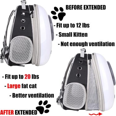 Рюкзак-переноска для котів та інших тварин, до 9 кг, з фронтальною розширенням, прозоре вікно, для великих котів, цуценят, кроликів
